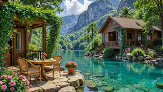 Refreshing Jazz at a Lakeside Coffee Shop 🌿 Peaceful Retreat Ambience for Work & Stress Relief