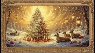 Golden Christmas Forest | Reindeer & Christmas Tree Art Frame Screensaver in 4K