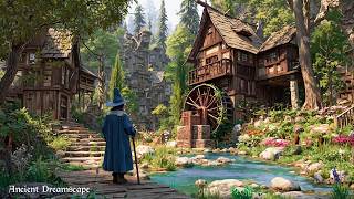 Fantasy Medieval Music for Focus & Calm | The Wizard's Journey to Eldoria Watermill Village