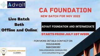 CA Foundation Live Batch I Nov 2022 I Advait Learning I 100% English  I 100% Success