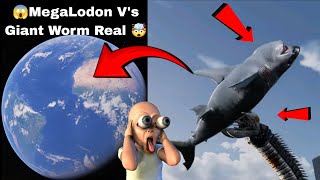 😱 MegaLodon V's Worm real 🤯 on Google🌎 on Google map