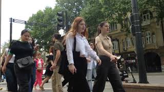 Crowded street and traffic at intersection, Tbilisi, June 2023, Rustaveli Avenue/Tamar Chovelidze St