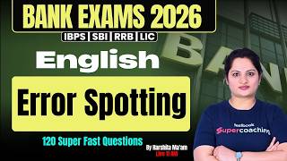 Bank Exam 2026 English | EnglishTop 120 Error Spotting Questions | English by Harshita maam