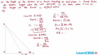 Height and Distance Solved Examples | Application of Trigonometry - CBSE Class 10 Maths