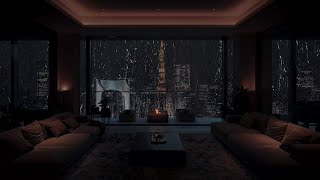 Cozy Room Ambience At City With Rain Sound - Rain Sounds on Window Overcome Insomnia, Relaxation