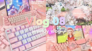 weekly vlog 🍰 unboxing / modding new keyboard (rk68 plus), watching anime, drawing, playing genshin