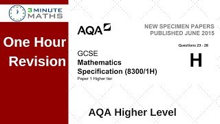 One Hour Revision - AQA Higher Maths Non Calc Questions 23 - 28
