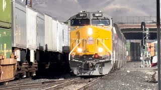Both Union Pacific (ZLTG2) & Amtrak California Zephyr Train #5 with UP Helper #5811 in Reno Nevada 