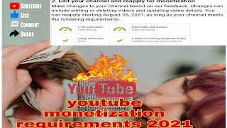 new youtube monetization requirements 2021ll update YouTube 2021
