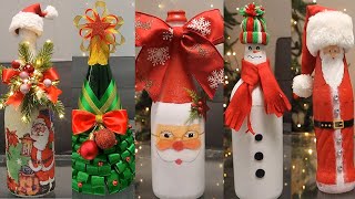 10 DIY Christmas bottle decorations / Christmas bottle makeover ideas