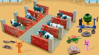 Storm destroys cowshed - Science project to build 6-compartment mini cowshed with bricks and cement