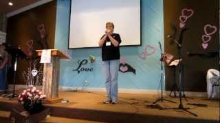 Ladies Retreat:  Cindy signing to "God Loves You"