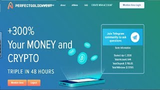 Perfect Gold Invest New Triple Hyip Site | Invest 1$ & Get 3$ | Minimum Deposit 0.10$