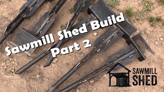 Building Sawmill Shed (Part 2).  Making Metal Base Piles | Farm Workshop Timelapse