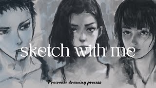 Anime digital art sketch process || procreate