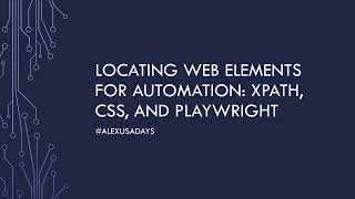 Learn Locators in 2 Hours: Playwright, XPATH and CSS Elements for Web Automation