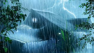99% Fall Asleep Fast, Beat Insomnia | Intense Rainstorm on Tin Roof & Powerful Thunder at Night