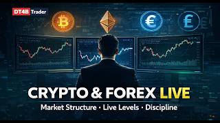 18 Feb | NY Session | Forex and Crypto Live Market Analysis | #ForexLive #Dt4btrader #elliottwave
