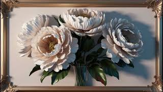 🌼 White Floral Painting Ambience | Peaceful Classical Music TV Wallpaper