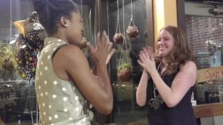 Serena & Kyra graduation celebration handshake 2