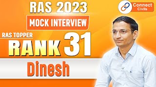 Dinesh | Rank : 31 | RAS Toppers Mock Interview 2025 | Connect Civils