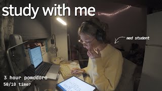 3 HOUR STUDY WITH ME | real-time cozy productivity, 50/10 Pomodoro 💛