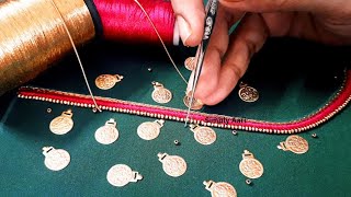 Aari Work Blouse 139 | Simple Lakshmi Coin Aari Blouse Designing | Simply Aari