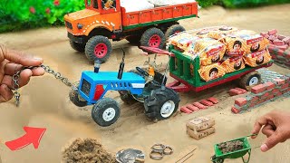 diy mini tractor heavy truck stuck in mud with Parle G | house construction part 1@Joticreator