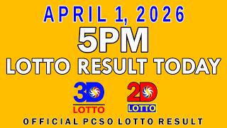 5pm Lotto Result Today April 1 2026 Swertres 3D Lotto Ez2 2D Lotto PCSO
