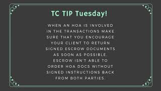 TC Tip Tuesday # 1 HOA