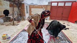 Pregnant woman and homeless mother working for shelter