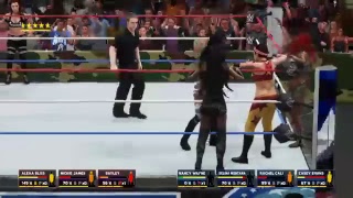Sasha Banks, Bayley, Mickie James and Alexa Bliss vs Nancy Wayne, Selina, Rachel Cali and Casey Evan