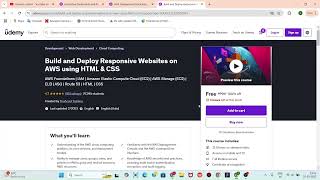 Providing Free Udemy Course - Build and Deploy Responsive Websites on AWS using HTML & CSS