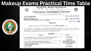 Makeup Exam Practical Exam Time Table (3rd to 6th Semester)- VTU UNIVERSITY 