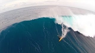 Phantom drone footage surfing huge waves at Jaws Maui, Peahi, Hawaii 2014