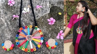 DIY Handmade jute jewellery making with cotton ball | jute pencil pendents |Handcrafted Fabric jewel