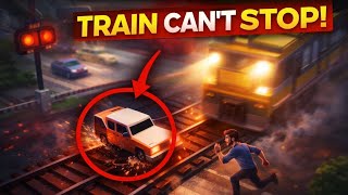 Car Stuck on Railroad Tracks 😱 | Train Incoming!