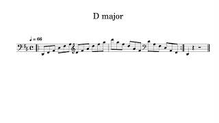 D major arpeggio in 4 octaves - for cello practice