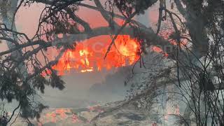 Home on fire in the Pacific Palisades