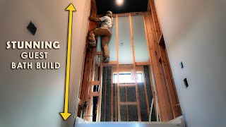 BUILD CHAOS:  Stove on Fire - Installing Shower Cement Board- Bad Electrical & 12v to 24v LED wiring