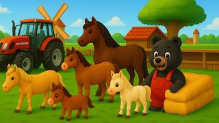 🐻🐎 Bear Farmer Big Project – Building a Horse Farm 🚜🐎🐎🏡| Vehicles Farm Animated