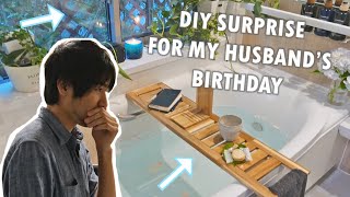 Surprising my husband with handmade bath tray for his birthday