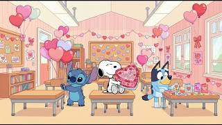 Stitch, Bluey & Snoopy Valentine Classroom 💕 Chill Lofi Beats to Relax & Study 🎈 Sweet School Day