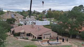 Giant Crane Lifts Spa Over House  - 165 Feet!