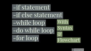 Statement and Loops of C Language with Syntax and Flowchart