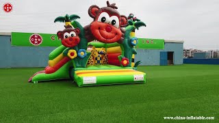 Monkey theme bounce house castle kids birthday party from Chinee inflatables T2-3205