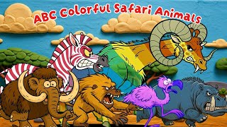 ABC Colorful Safari Animals Sounds Song | Colorful Learning kids song | Giggles and Toons