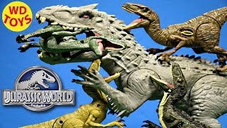 Jurassic World Indominus Rex Vs 4 Velociraptors, Dino Battles By WD Toys