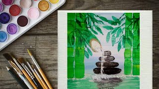 #painting #acrylic #beginners#easy daily painting challenge/ nature scenery painting step by step