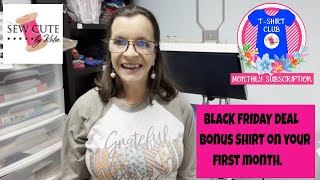Black Friday Deal Free Tshirt on your first month when you join Katie's T-shirt Club. #shorts